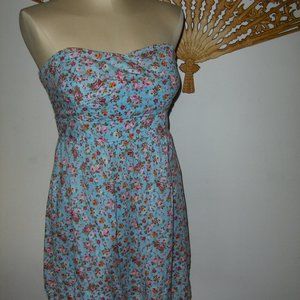 DEB Strapless Blue Floral Dress Juniors 13